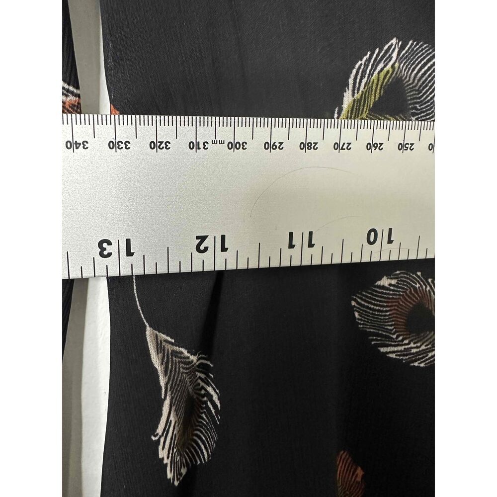 Madewell Dress Womens Size 00 Black Peacock Feathers Wrap A Line - Picture 7 of 11